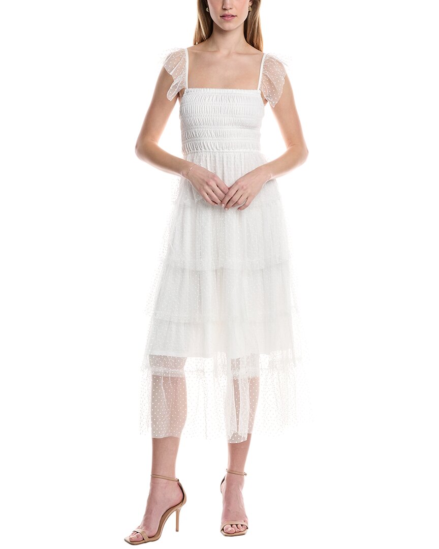 Seraphina Tulle Tiered Midi Dress In White