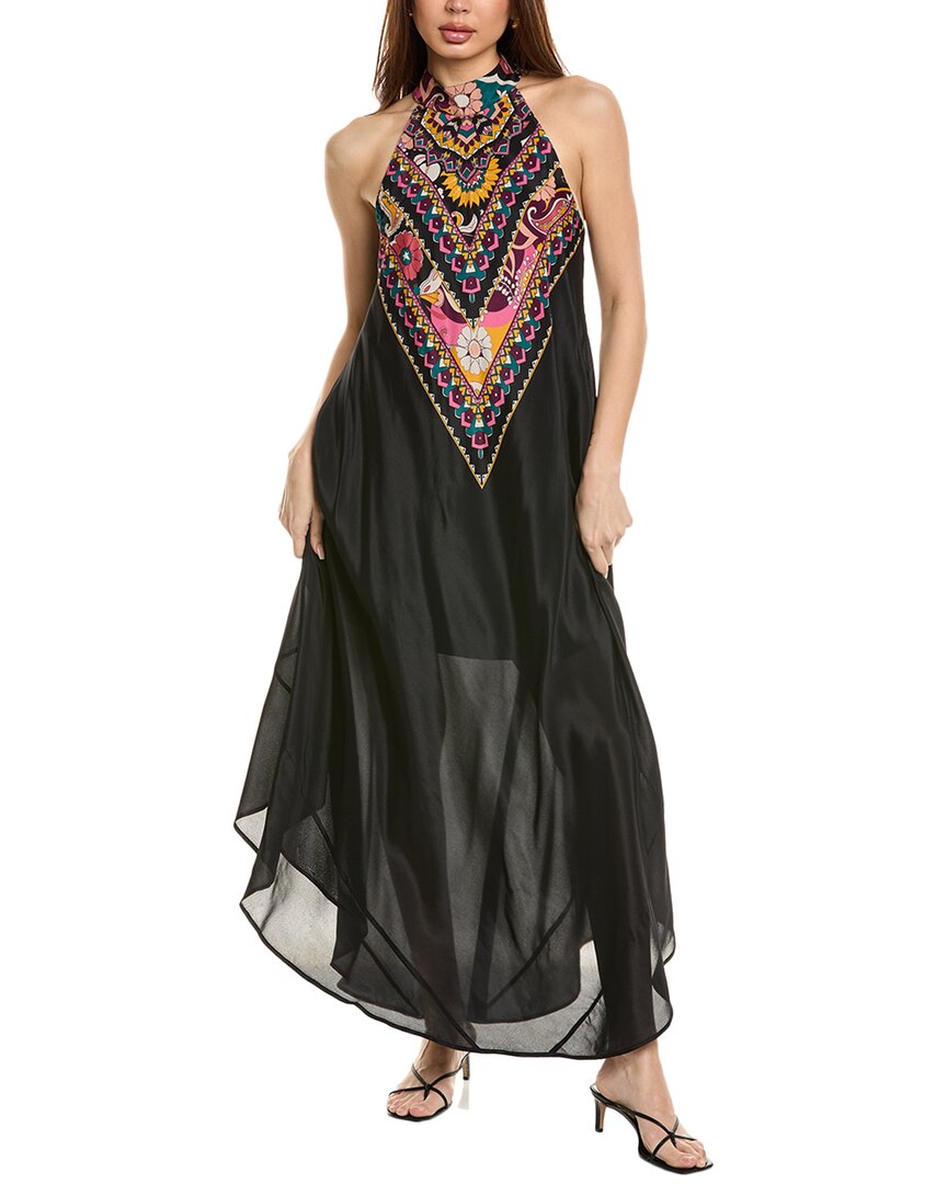 Johnny Was Nadia Halter Silk-blend Maxi Dress