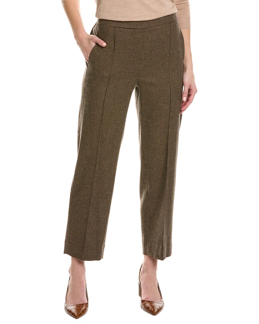 Shop Vince Mid-rise Wool-blend Pant In Brown
