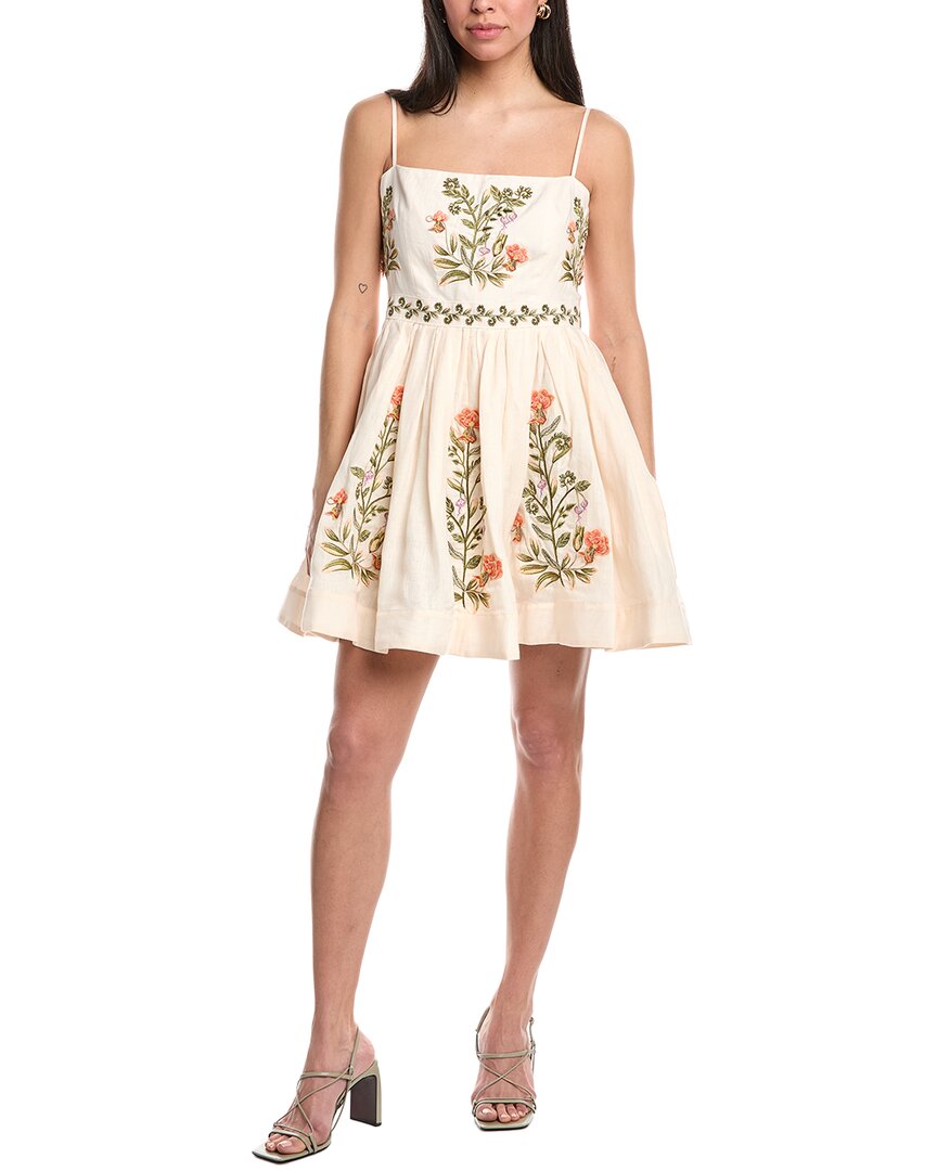 Agua By Agua Bendita Linen Mini Dress In White