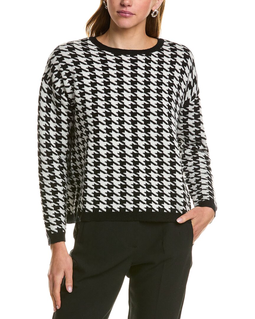 Kier + J Houndstooth Wool & Cashmere-blend Sweater In Black