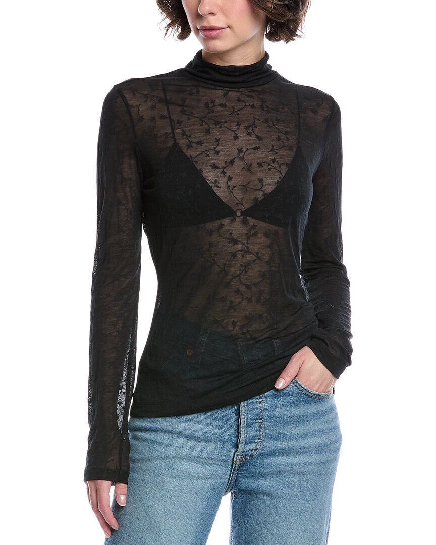 Rag & Bone Valencia Micro Floral Top In Black