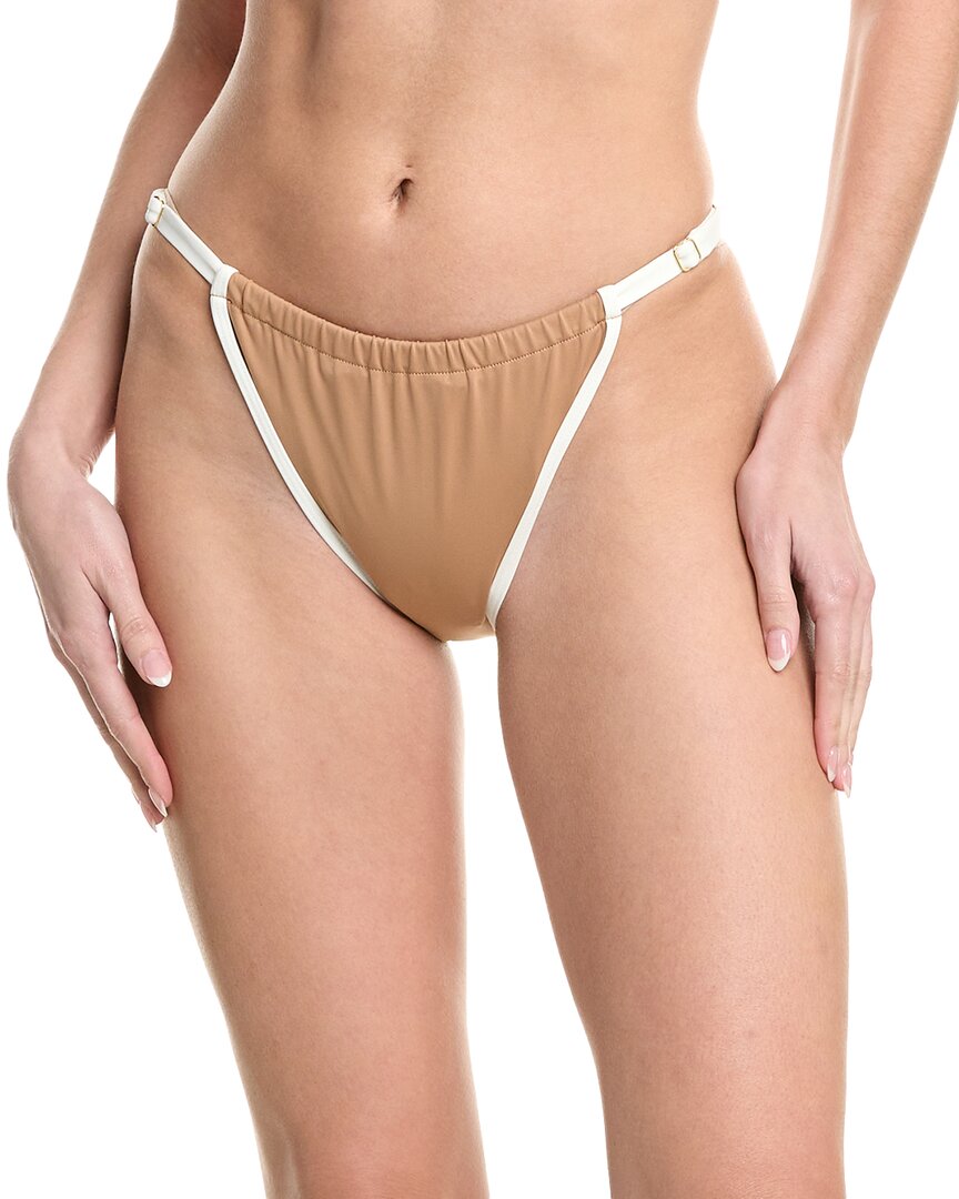 Shop Weworewhat Adjustable Ruched Bikini Bottom In Brown