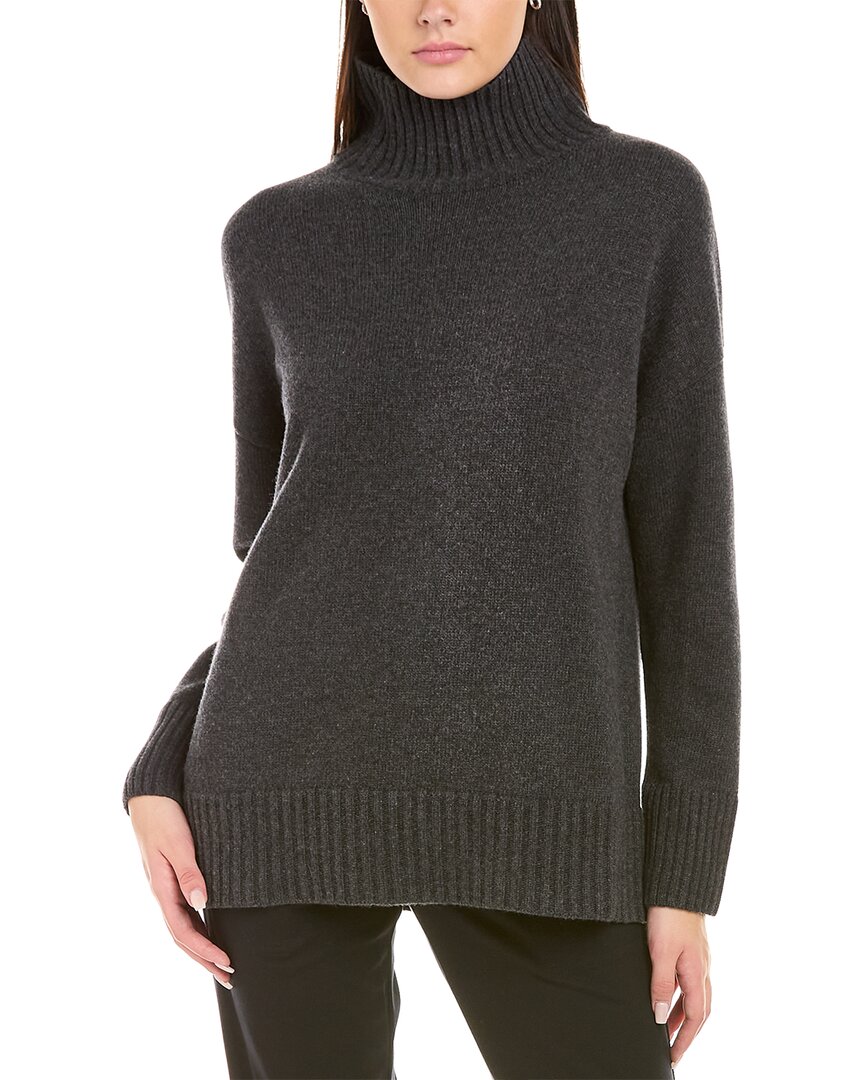 Lafayette 148 Petite Cashmere Stand Collar Sweater In Grey