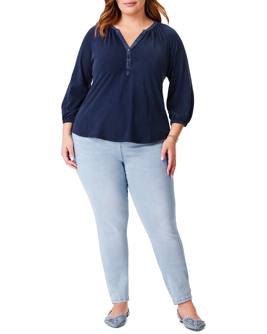 Nic + Zoe Nic+zoe Plus 3/4-sleeve Split Neck Top