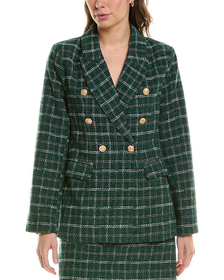Fate Tweed Blazer In Green