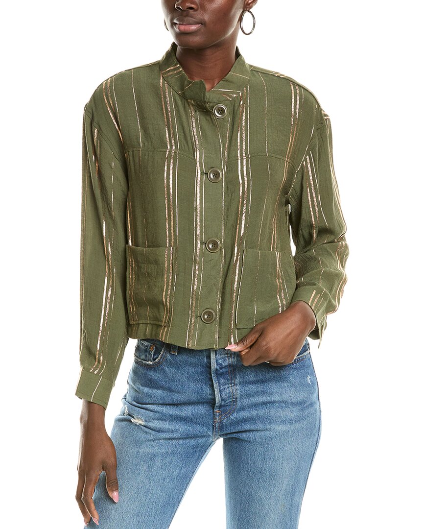 Vince Camuto Metallic Stripe Jacket In Green