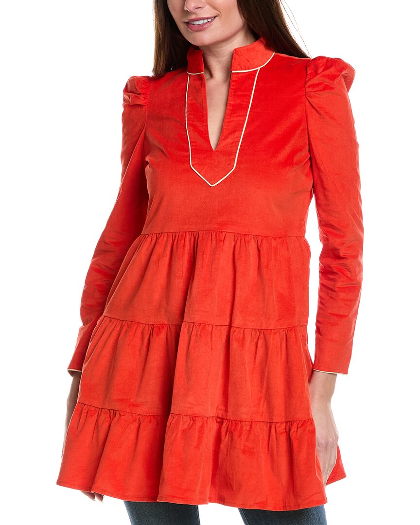 Sail To Sable Baby Corduroy Tunic Flare Dress In Red