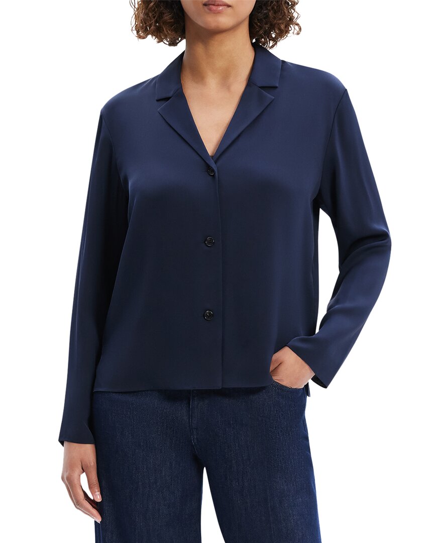 Shop Theory Lapel Collar Silk Blouse