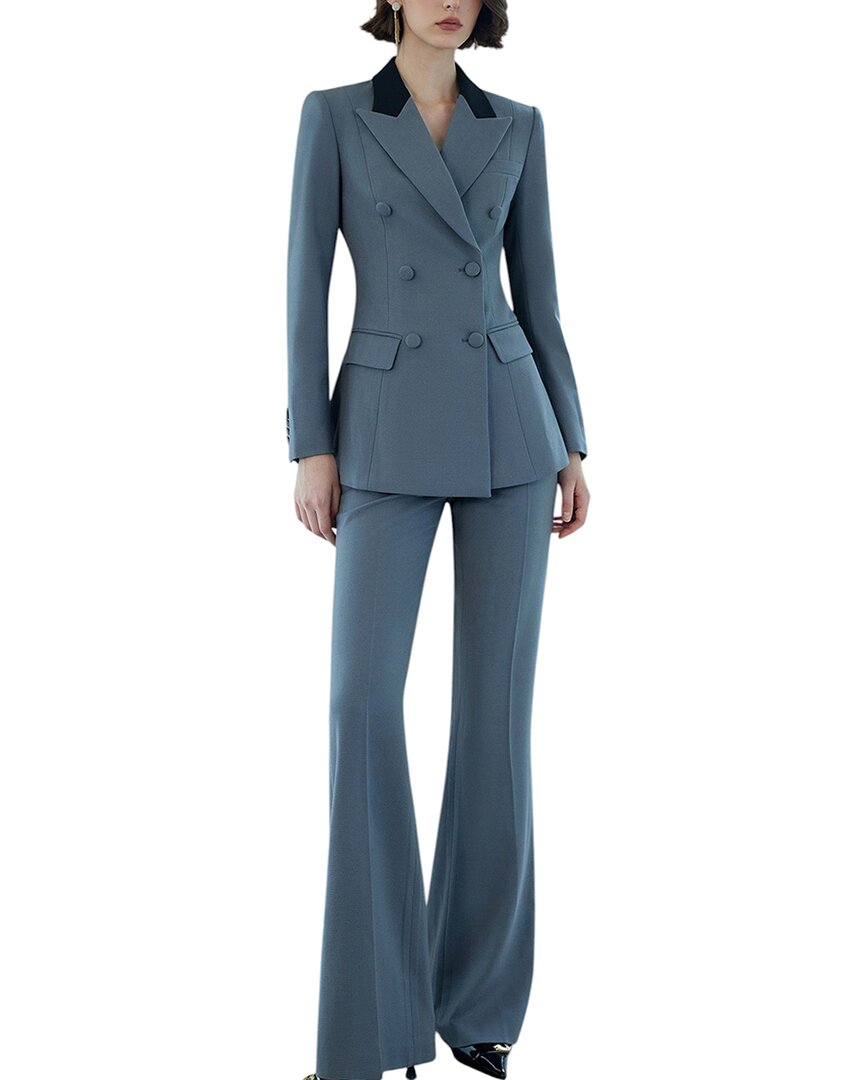 Anette 2pc Wool-blend Jacket & Pant Set In Blue