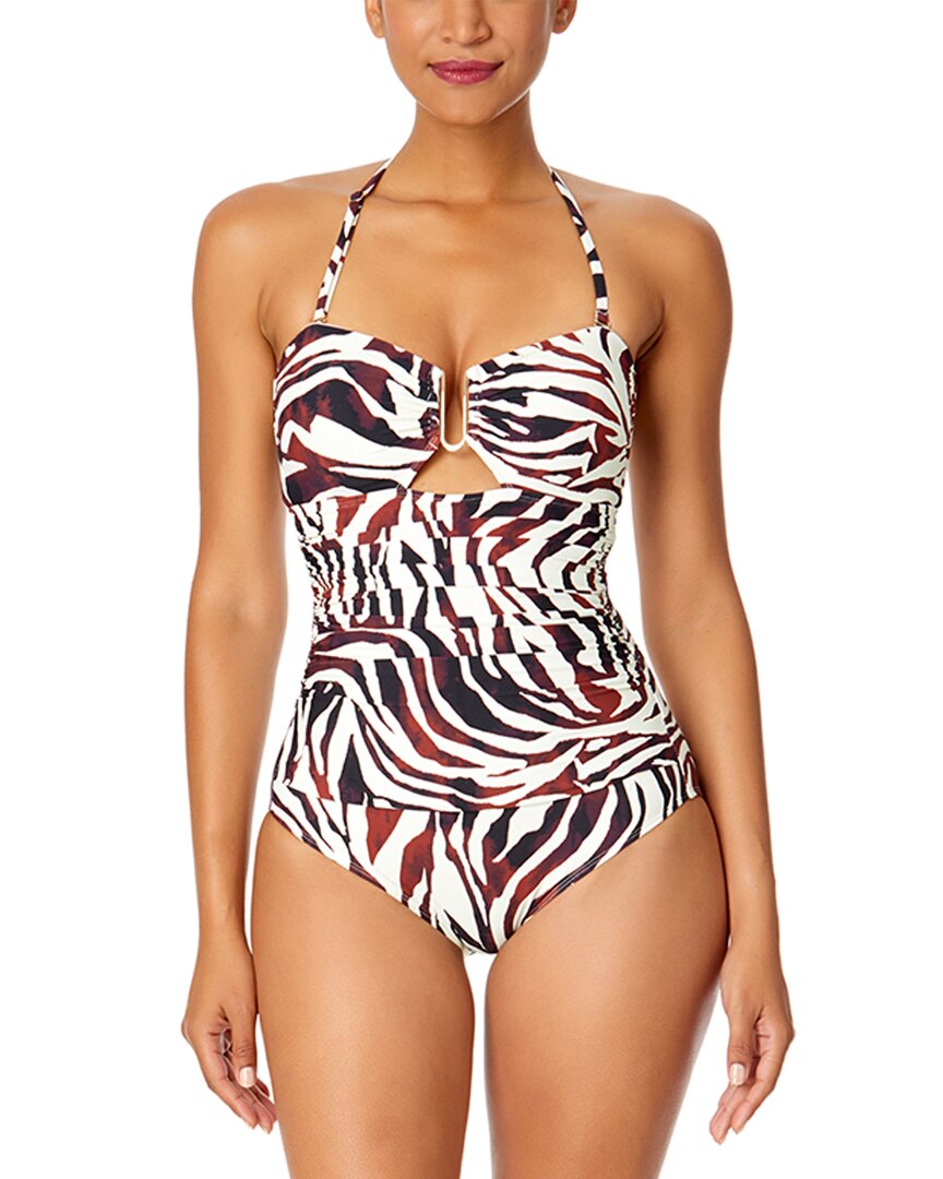 Anne Cole Ring Front High Waist Bottom In Multi