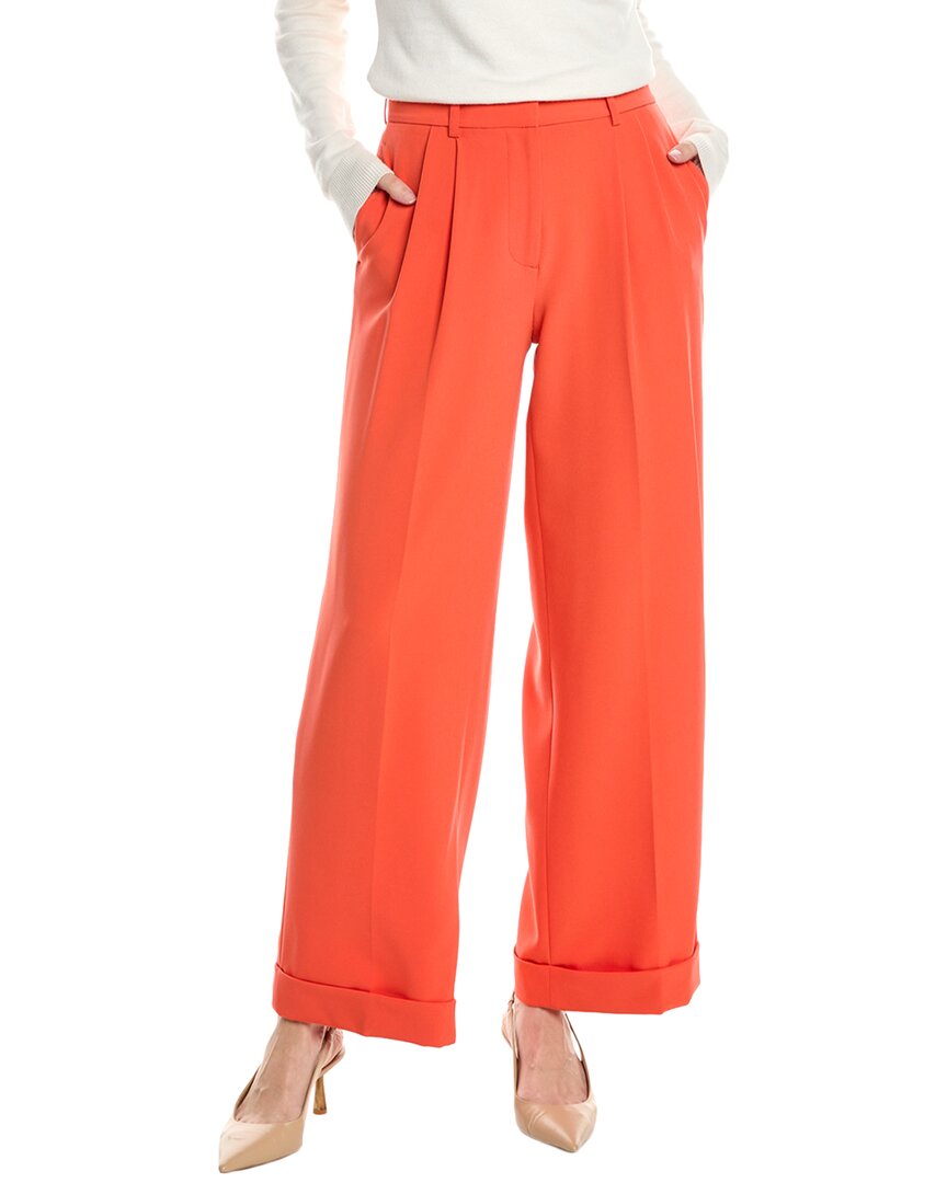 Elie Tahari The Jolene Pleated Straight-leg Pants In Orange