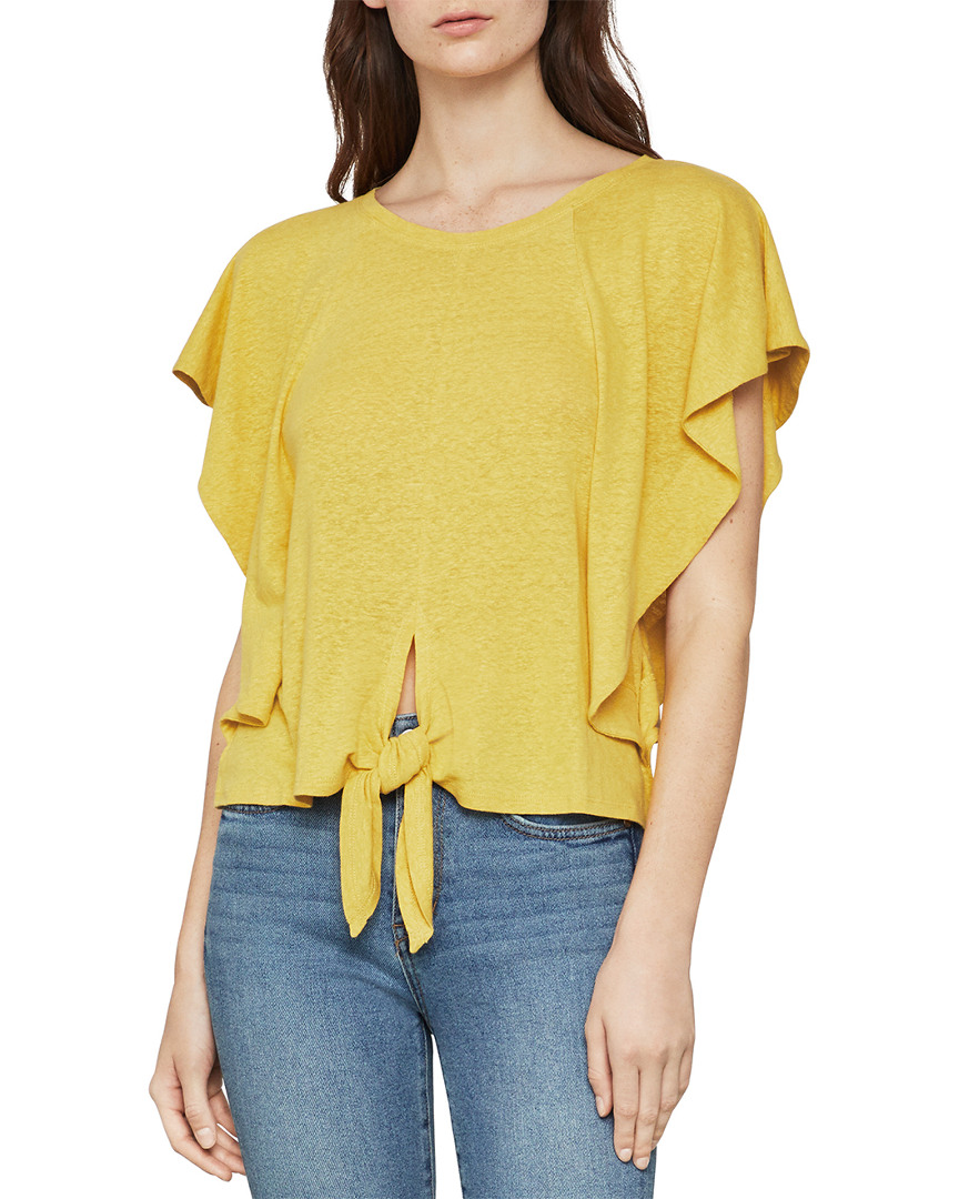 Image of BCBGMAXAZRIA Round Neck Linen-Blend Knit Top