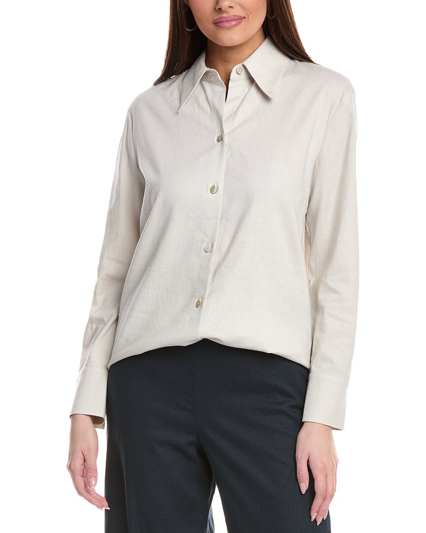 Vince Relaxed Button-down Linen-blend Shirt In White