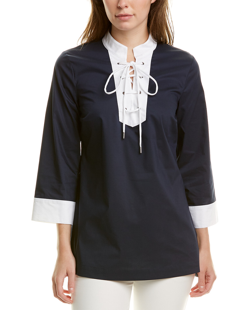 Image of Brooks Brothers Lace-Up Tunic Top