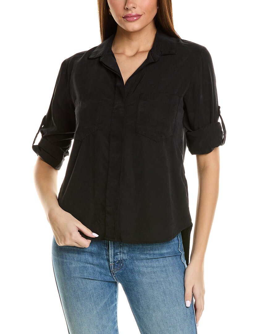 Bella Dahl Split Back Button Down Shirt In Vintage Black
