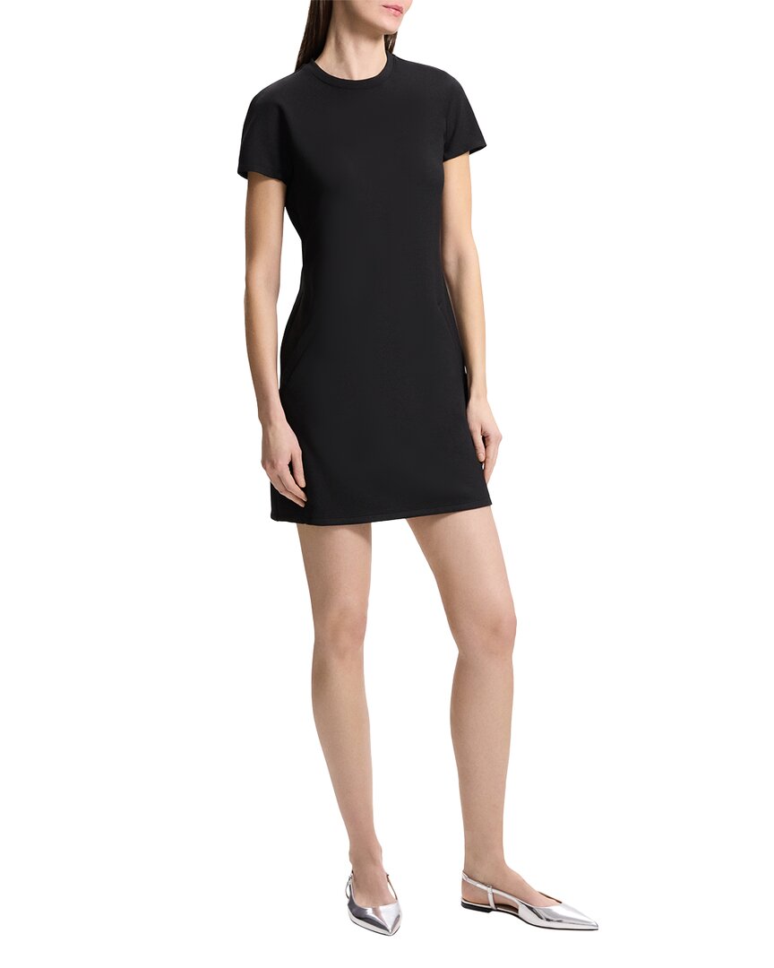 Theory Dolman-sleeve Tweed Canvas Mini Dress In Black