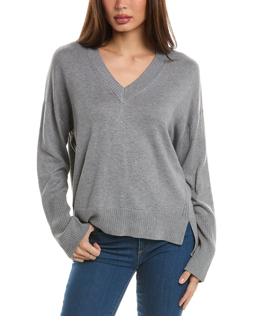 Hannah Rose High-low Cashmere-blend Sweater In Grey