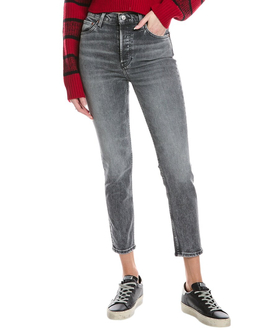 Re/done 90's High-rise Washed Noir Ankle Crop Jean In Grey