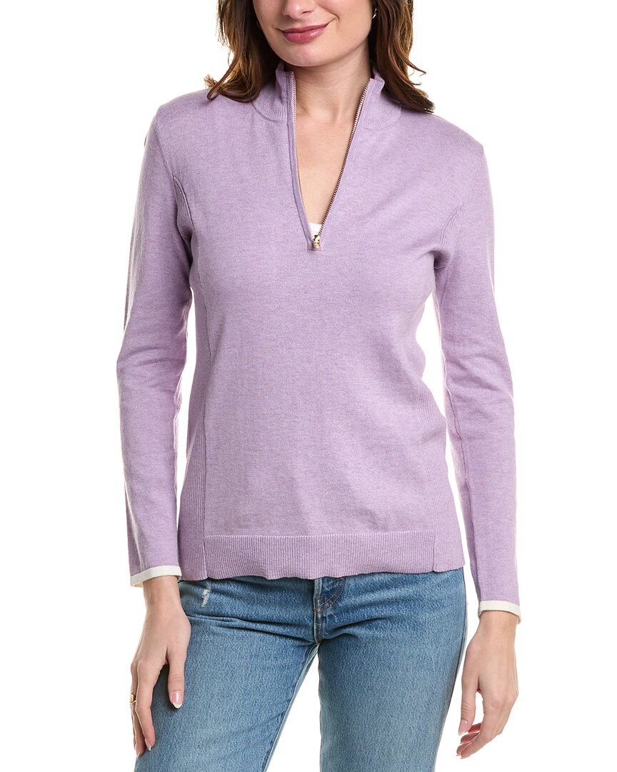 Alashan Cashmere Tee Time Cashmere-blend 1/2-zip Pullover In Purple