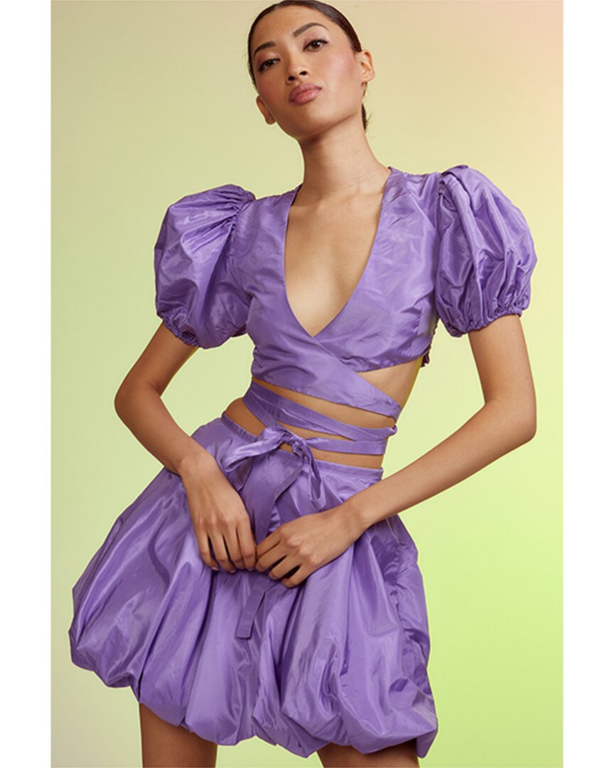 Shop Cynthia Rowley Luna Taffeta Wrap Top In Purple