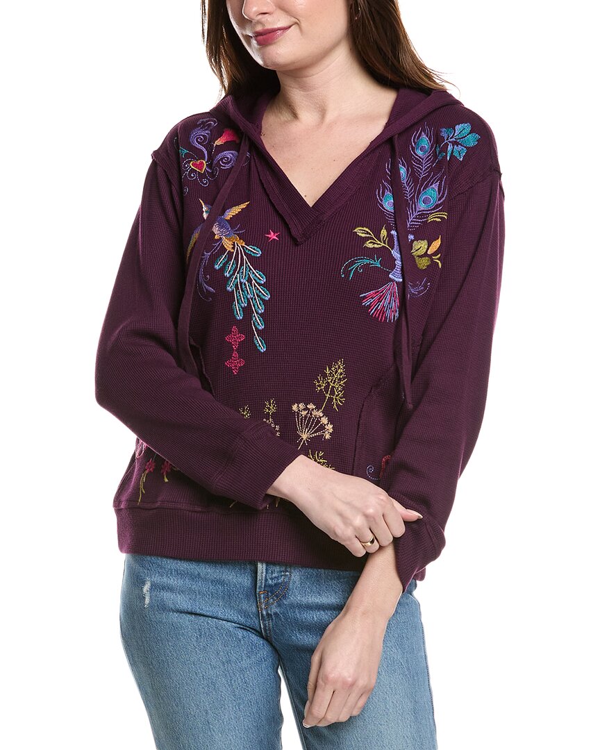 Johnny Was Relaxed Thermal Hoodie In Purple