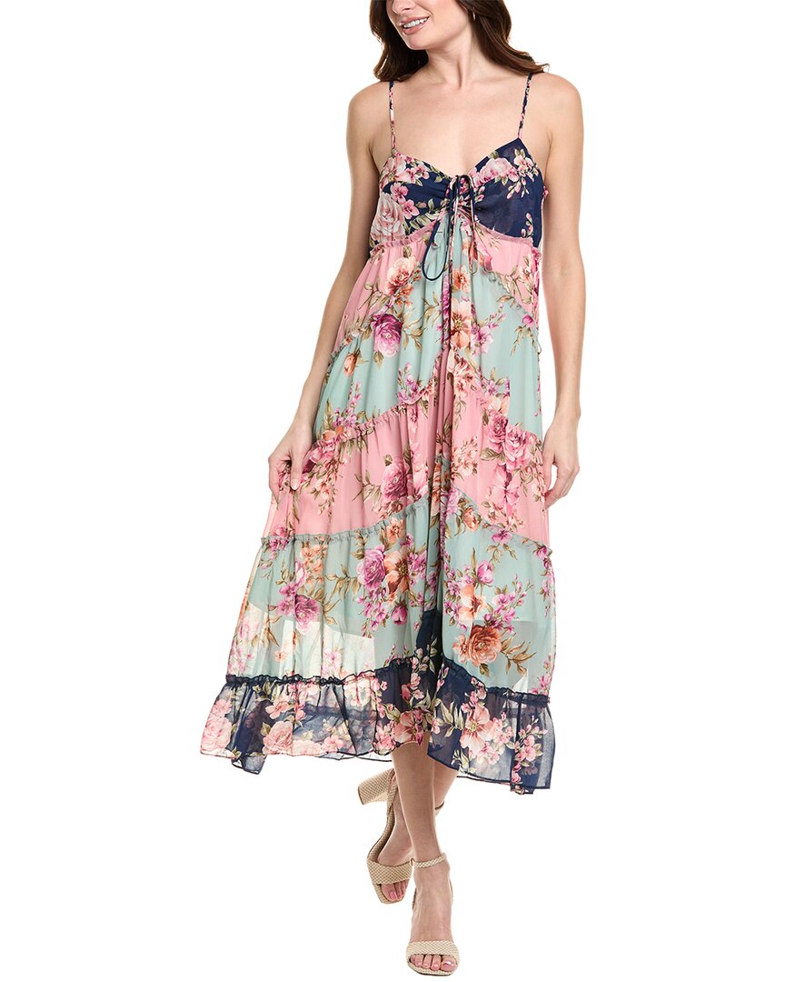 Labiz Tiered Midi Dress In Pink