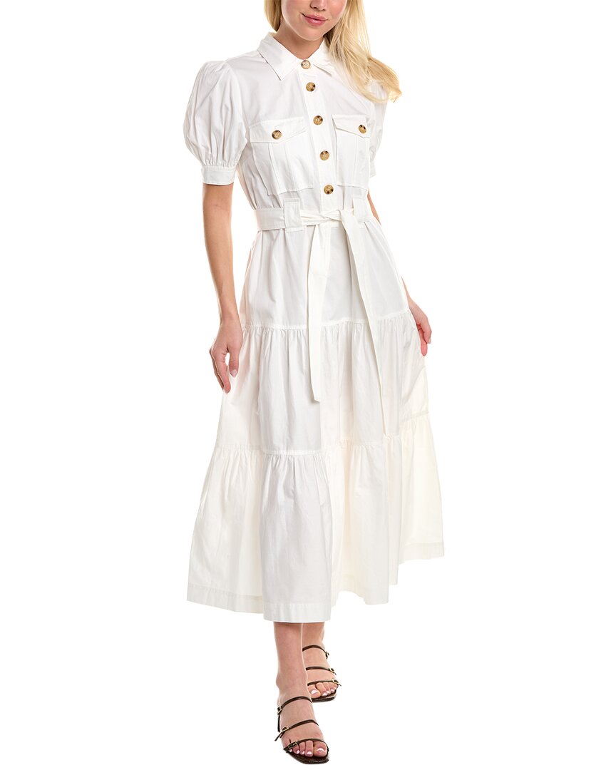 Derek Lam 10 Crosby Buffy Short Sleeve Cotton Utility Dress In White