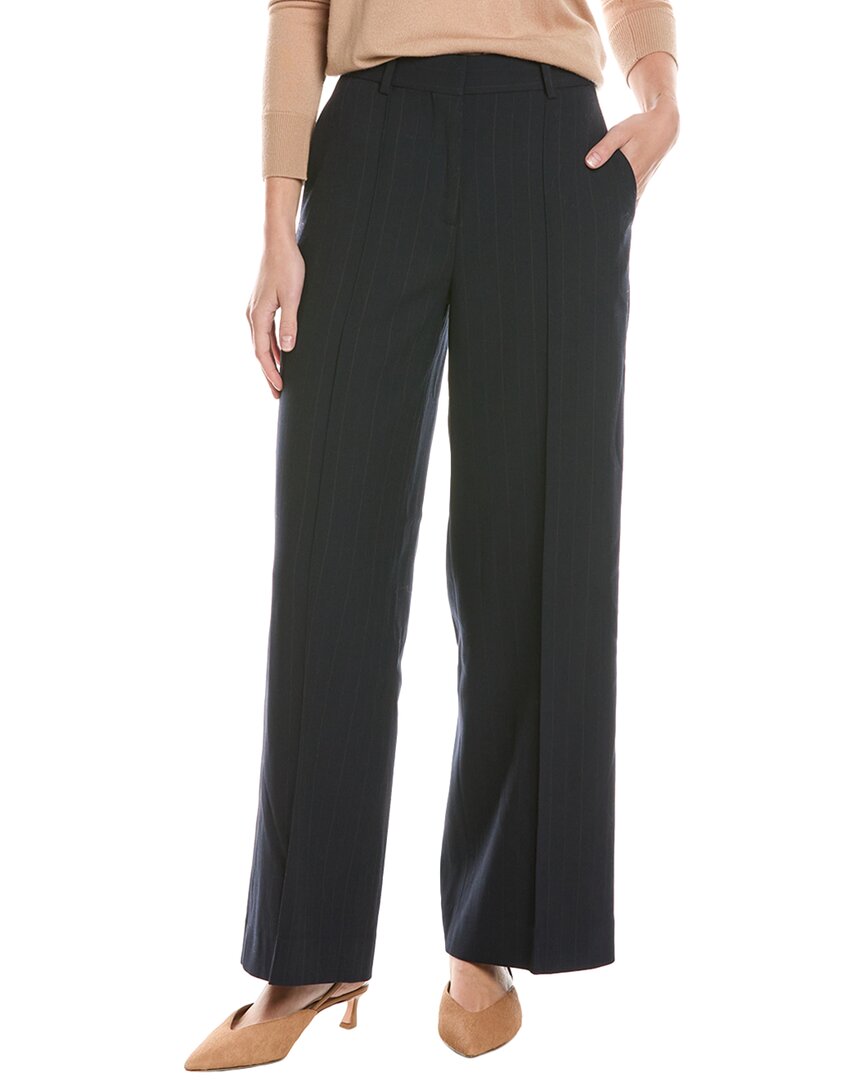 Reiss Willow Pinstripe Wide Leg Wool-blend Pant In Blue