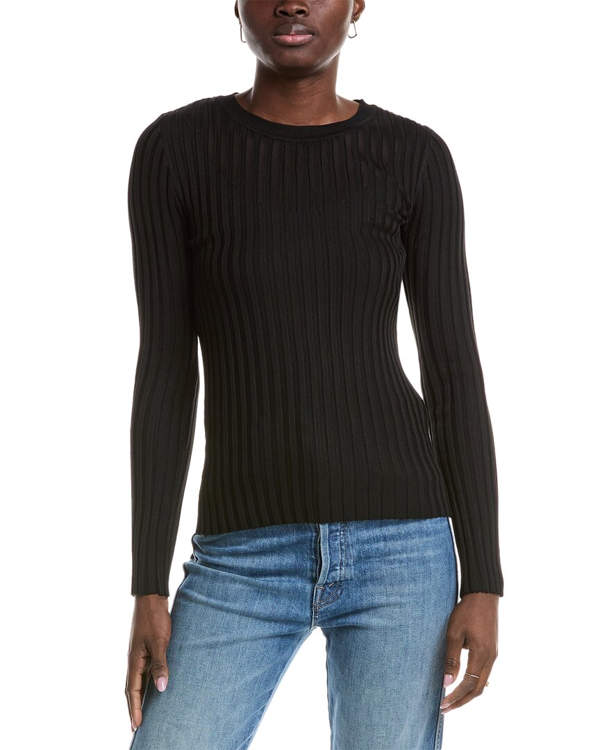 T Tahari Illusion Stripe Sweater In Black