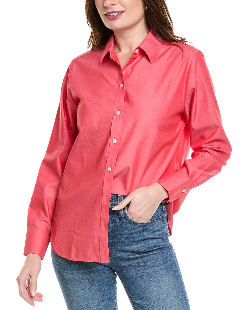 Foxcroft Meghan Solid Cotton Button-up Shirt In Red