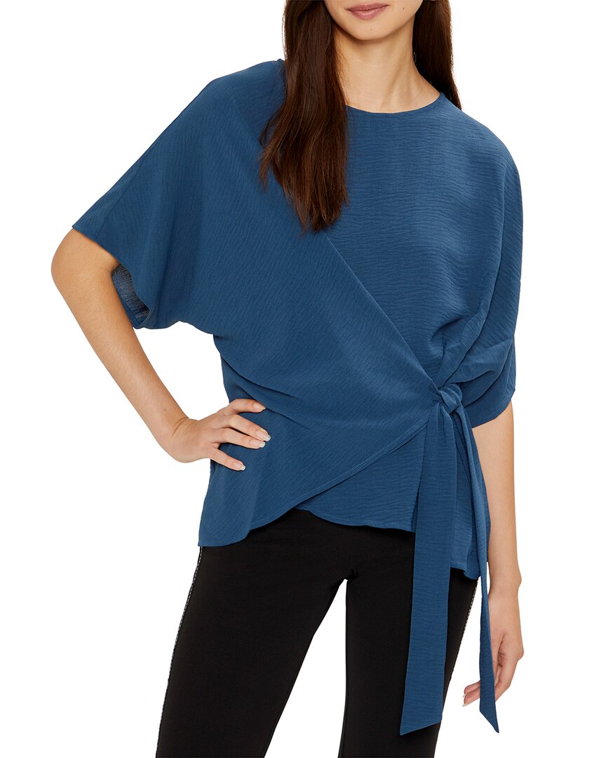 Three Dots Blair Tie Front Top In Blue Wing Teal