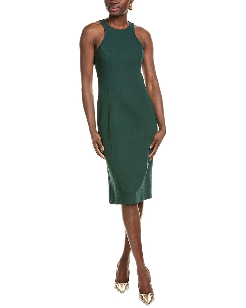 Michael Kors Collection Racerback Wool-blend Sheath Dress In Green