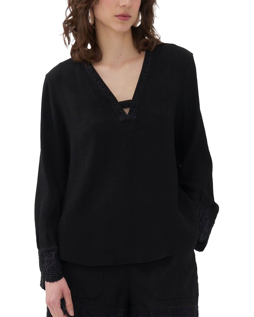 NOCTURNE NOCTURNE STONE EMBROIDERED BLOUSE 