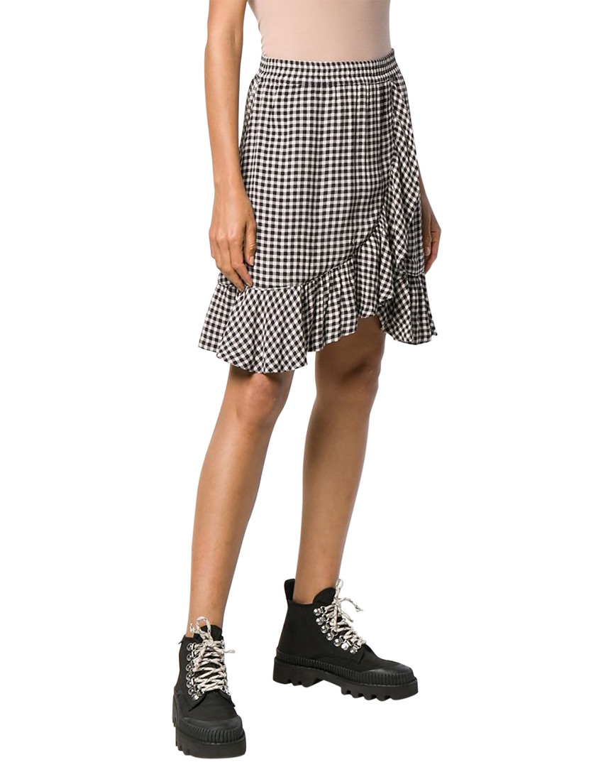 Image of GANNI Gingham Print Wrap Mini Skirt