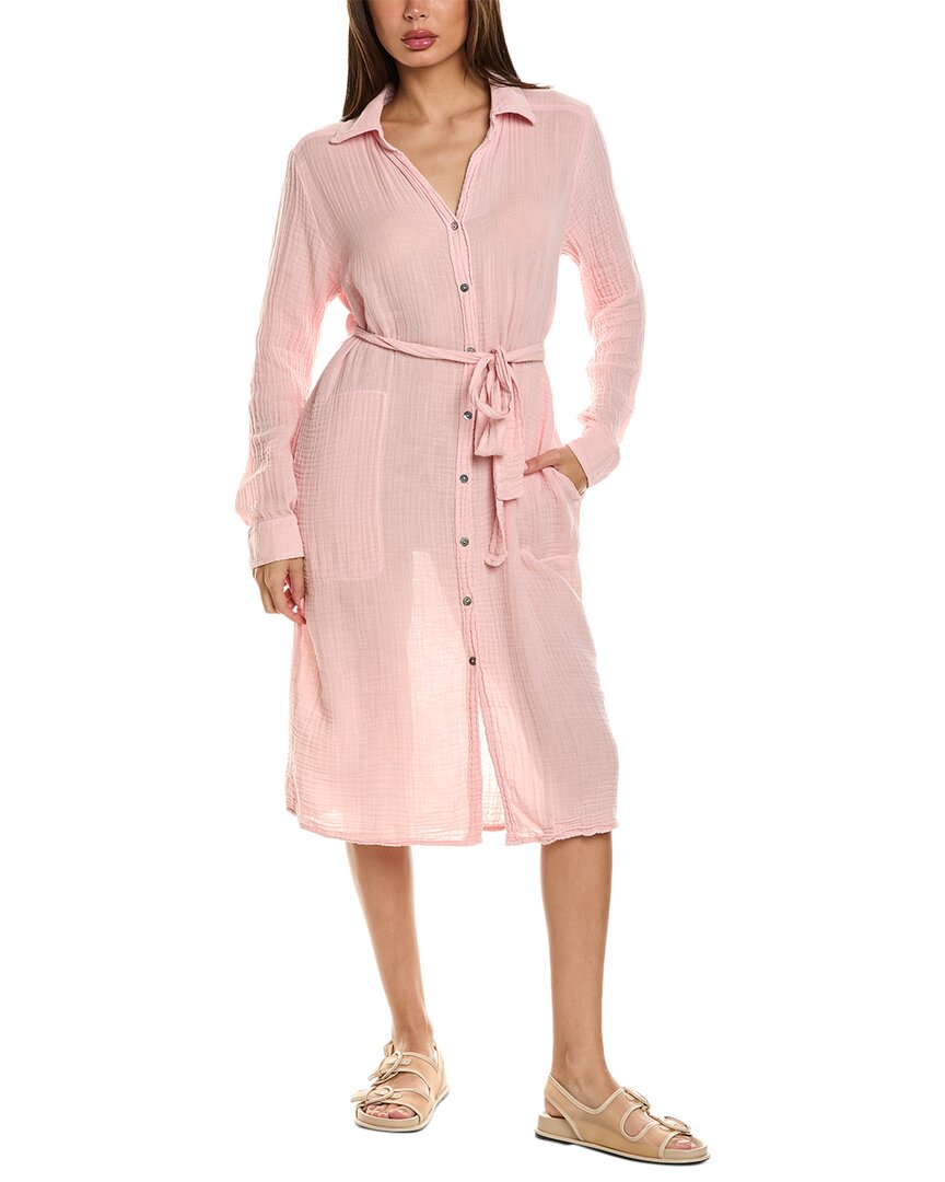 Shop Michael Stars Cleo Button Down Shirt Dress In Pink