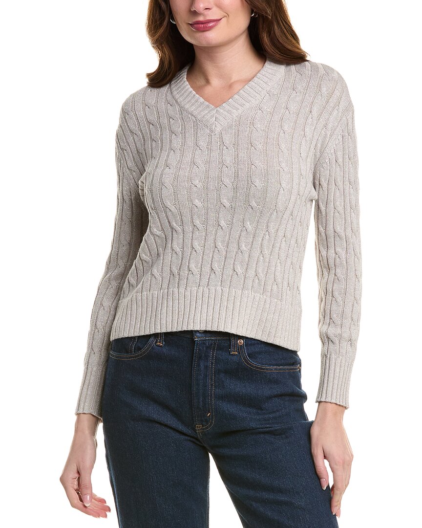 Alashan Cashmere Hazel Lurex Cable Cashmere-blend Sweater In Gray
