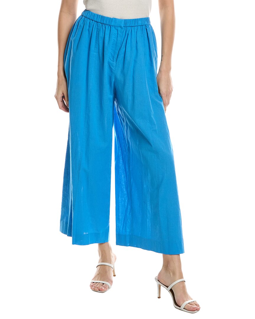 Shop Jason Wu Wide Leg Linen-blend Culotte In Blue