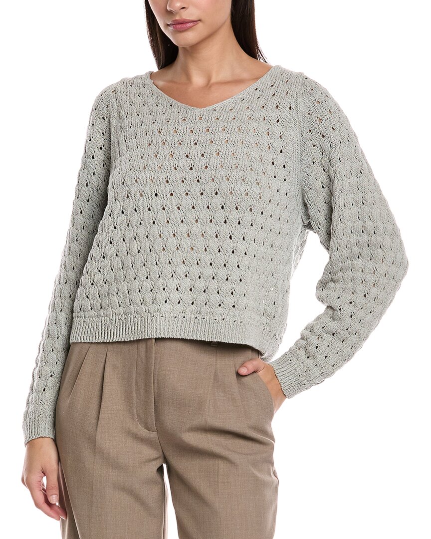 Lafayette 148 New York Textured Knit Sweater In Gray