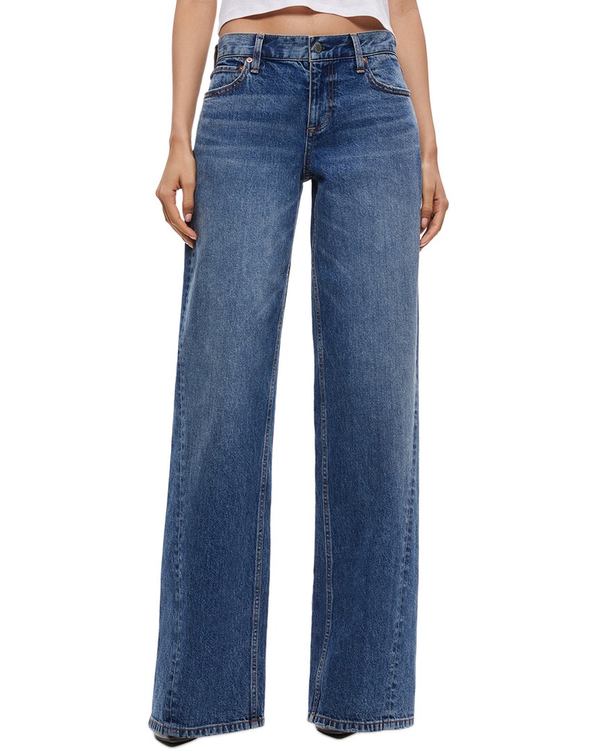 Alice And Olivia Alice + Olivia Ernie Low Rise Buckleback Baggy Jean In Blue