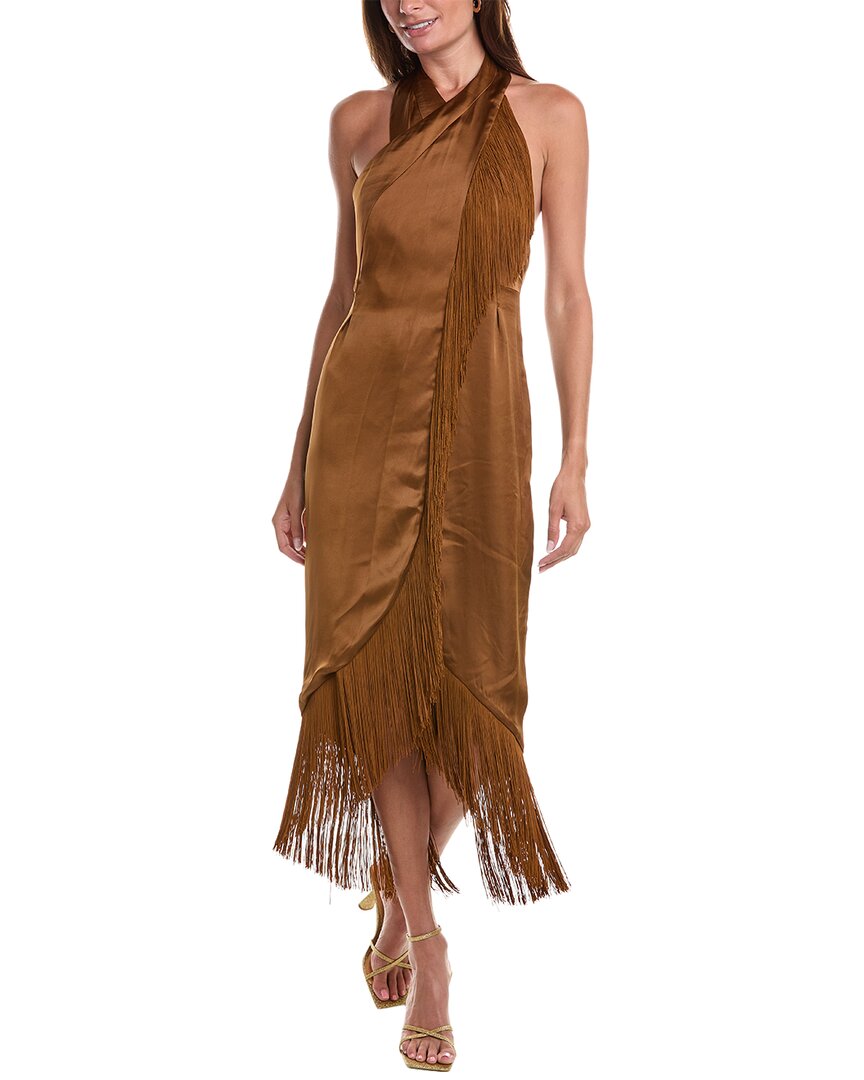 Bcbgmaxazria Fringe Cocktail Dress In Brown