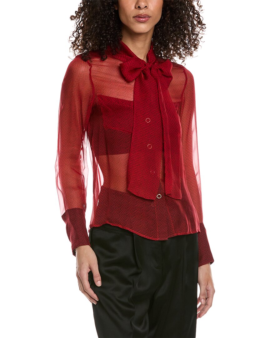 Burberry Amelie Print Silk Shirt In Red