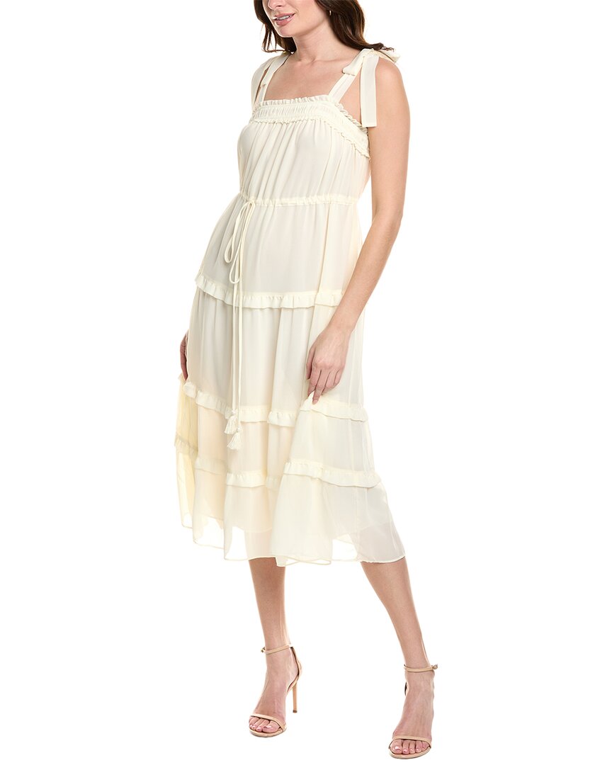 Labiz Tiered Midi Dress In White