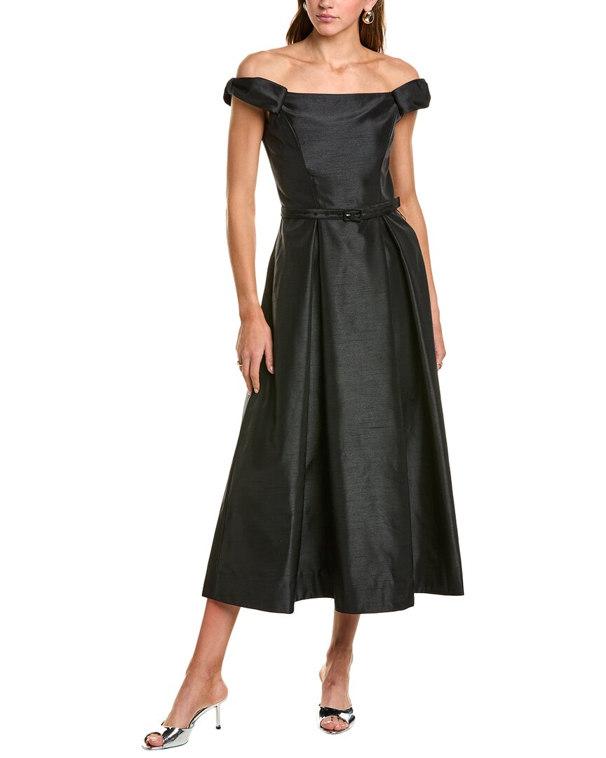 Nicholas Kaden Bow Off-shoulder Midi Dress In Black
