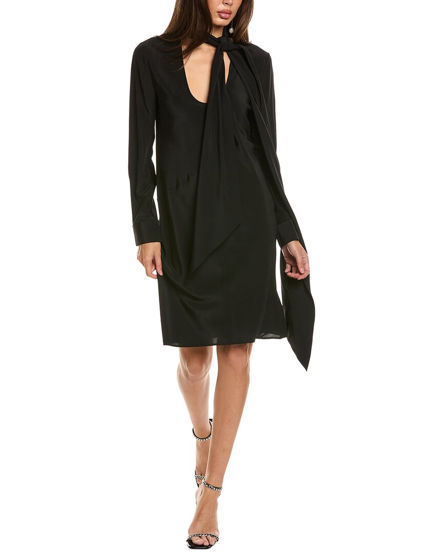 Helmut Lang Opaque Scarf Silk Dress In Black