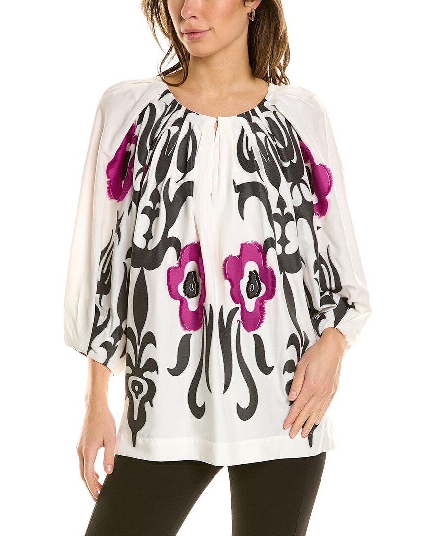 Natori Suzani Pleated Fringe-trim Jacquard Top In Multi | ModeSens