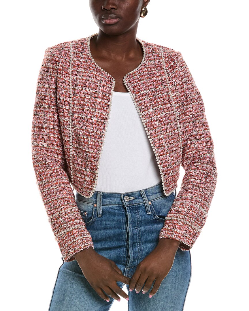 Madison Miles Pearl Cardigan In Pink