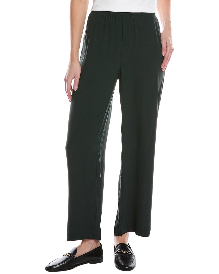 Eileen Fisher Straight Ankle Silk Pant In Green