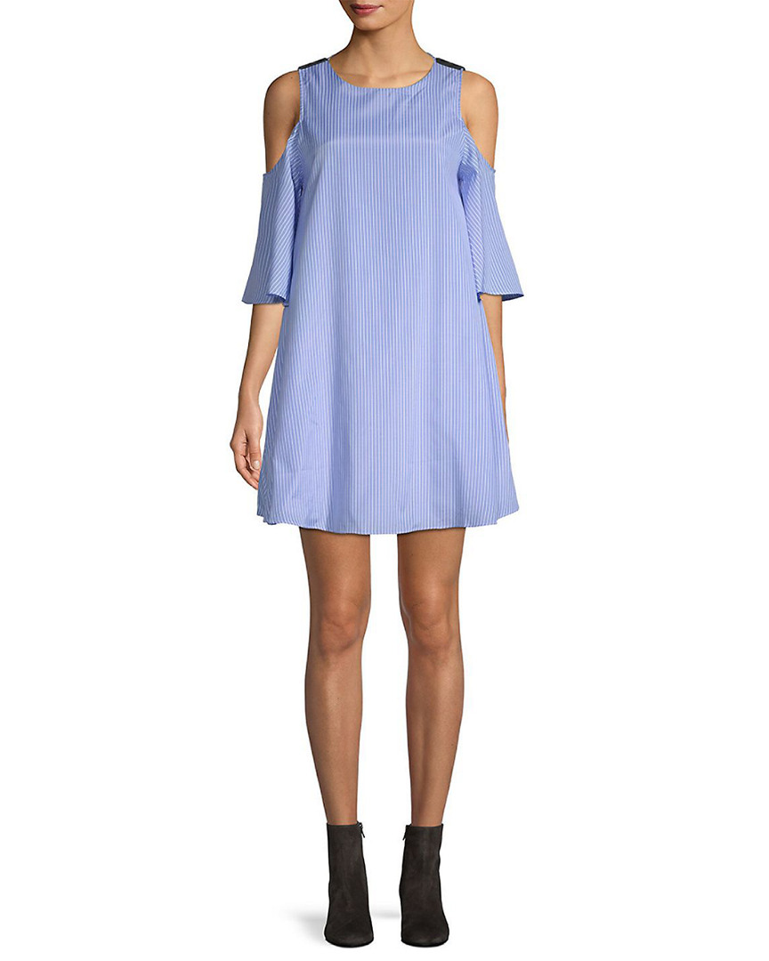 Image of ENGLISH FACTORY Striped Cold-Shoulder Mini Dress