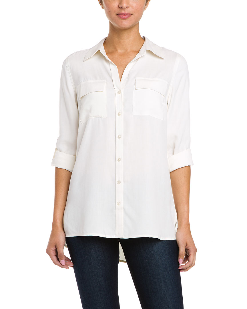 Alexia Admor Go>silk Silk Button Down Blouse In Black